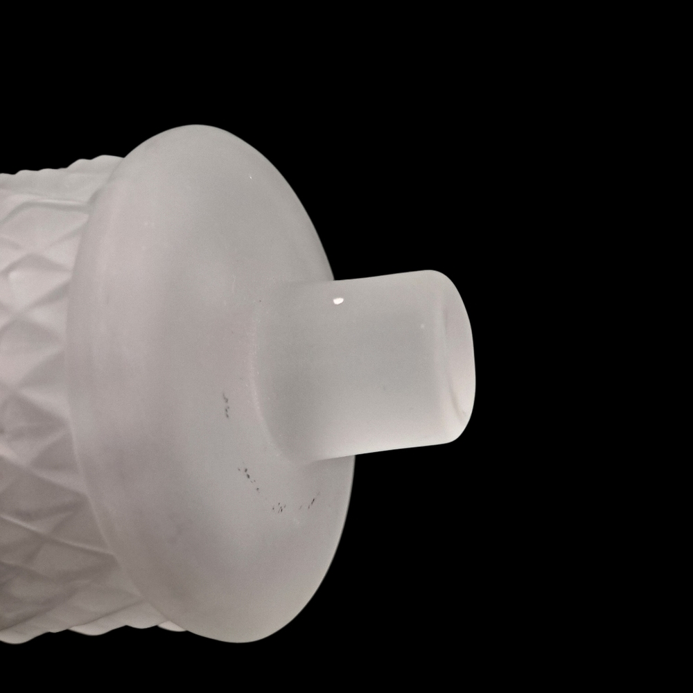 Vintage White Frosted Candle Votive Holders Diamond Cut Peg End 3 3/4" Set Of 2 - Picture 6 of 7